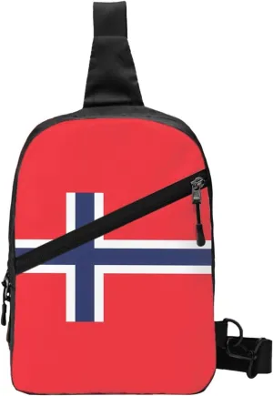 Norway Norwegian Flag Crossbody Bag Portable Sling Bags Foldable Chest Daypack Reusable Sports Shoulder Backpack Diagonally Casual Rucksack Travel Bag
