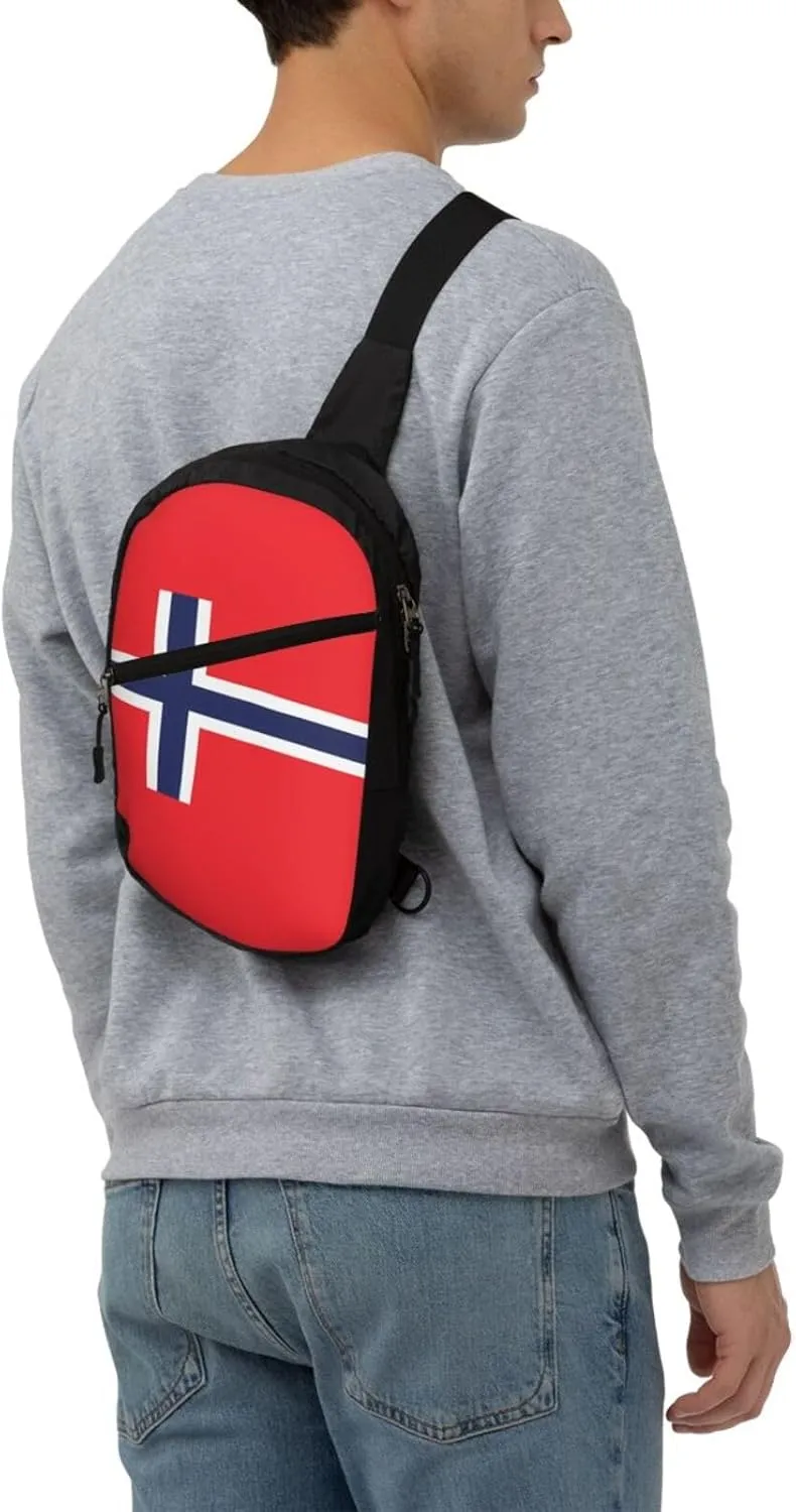 Norway Norwegian Flag Crossbody Bag Portable Sling Bags Foldable Chest Daypack Reusable Sports Shoulder Backpack Diagonally Casual Rucksack Travel Bag