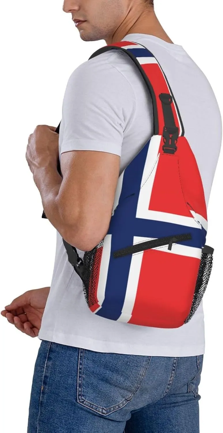 Norwegian Flag Print Lightweight Sling Small Shoulder Bag - Chic Cross Chest Bag With Adjustable Strap
