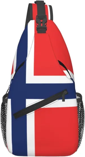 Norwegian Flag Print Lightweight Sling Small Shoulder Bag - Chic Cross Chest Bag With Adjustable Strap