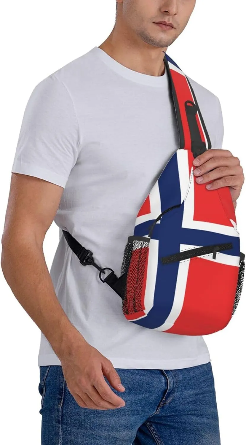 Norwegian Flag Print Lightweight Sling Small Shoulder Bag - Chic Cross Chest Bag With Adjustable Strap