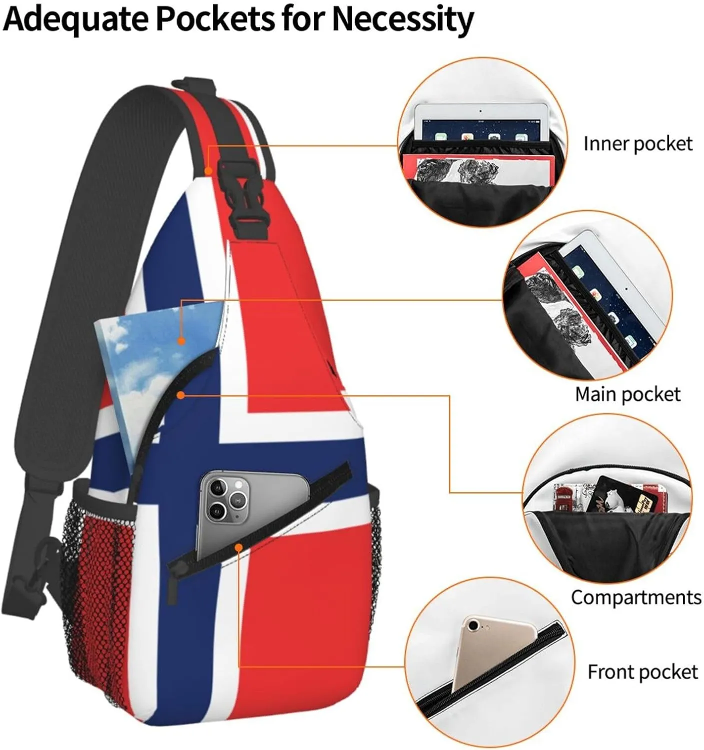 Norwegian Flag Print Lightweight Sling Small Shoulder Bag - Chic Cross Chest Bag With Adjustable Strap