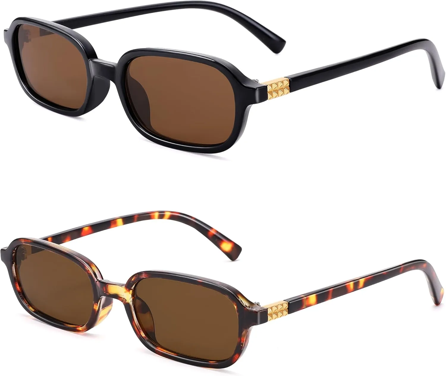 NULOOQ Retro Rectangular Sunglasses for Women, 90s Trendy Small Narrow Square Frame Sun Glasses
