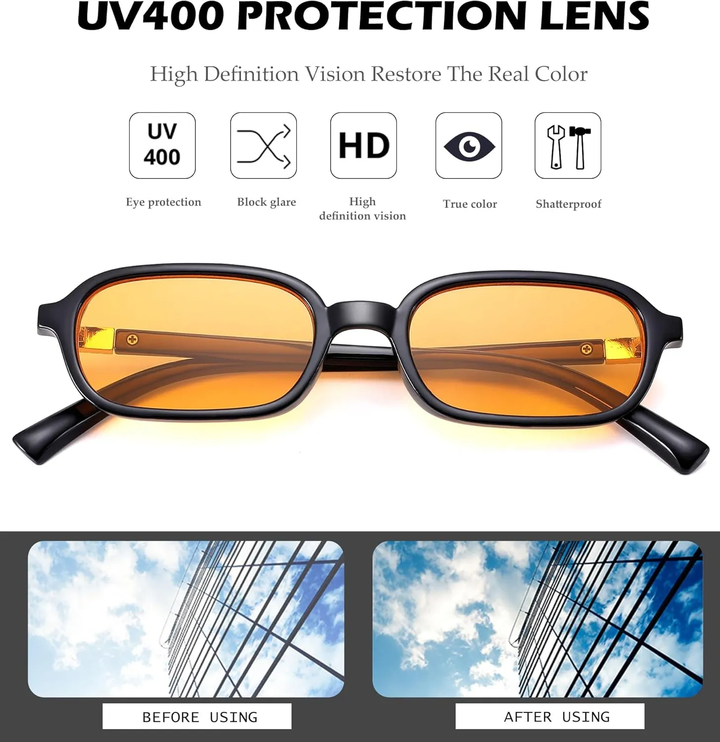 NULOOQ Retro Rectangular Sunglasses for Women, 90s Trendy Small Narrow Square Frame Sun Glasses