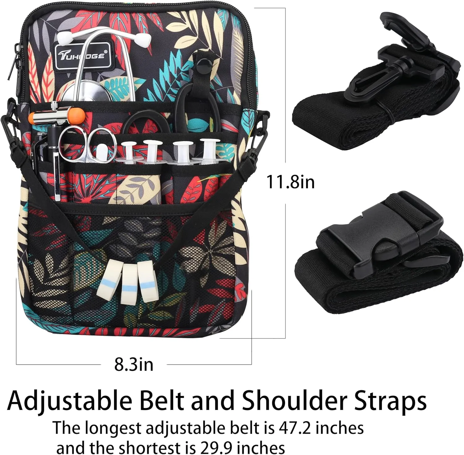 Nurse Fanny Pack with Tape Holder, Nurse Pocket Organizer for Medical Professionals，12 Pockets Nurse Waist Bag（THHS-KB-DaShuYe）