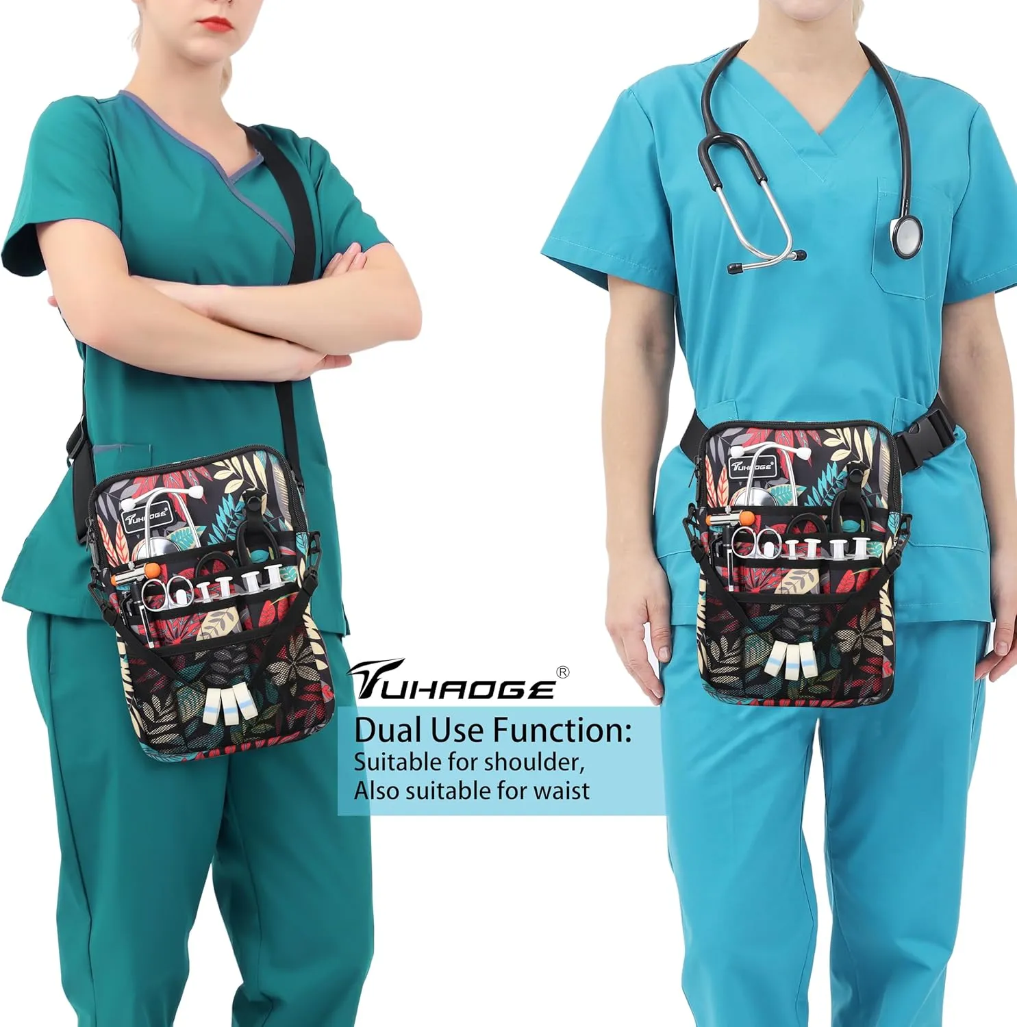 Nurse Fanny Pack with Tape Holder, Nurse Pocket Organizer for Medical Professionals，12 Pockets Nurse Waist Bag（THHS-KB-DaShuYe）