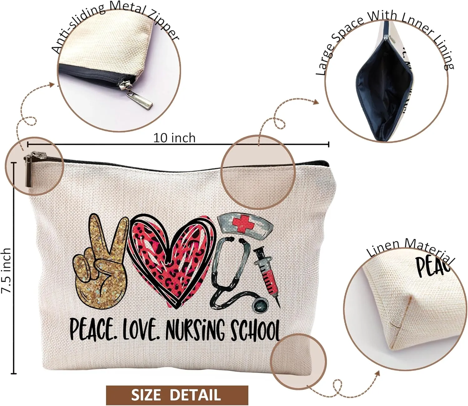 Nurse Gifts for Women: Nurses' Makeup Bags With Zipper