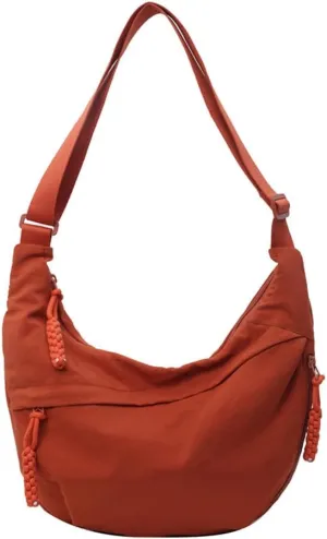 Nylon Crossbody Bags for Women Nylon Crescent Bag Casual Slouchy Shoulder Bags Dumpling Bag with Multi-Pockets