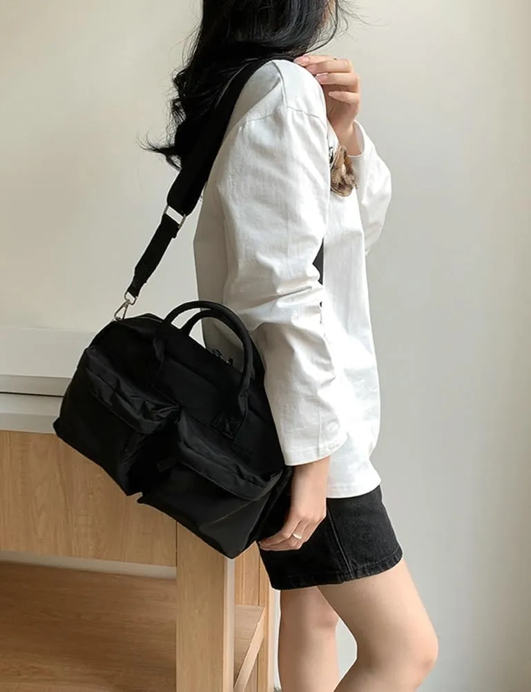 Nylon Tote Bag for Women Multi-pocket Crossbody Purse Slouchy Handbag Large Capacity Shoulder Bag Work Tote Gym Bag 2025