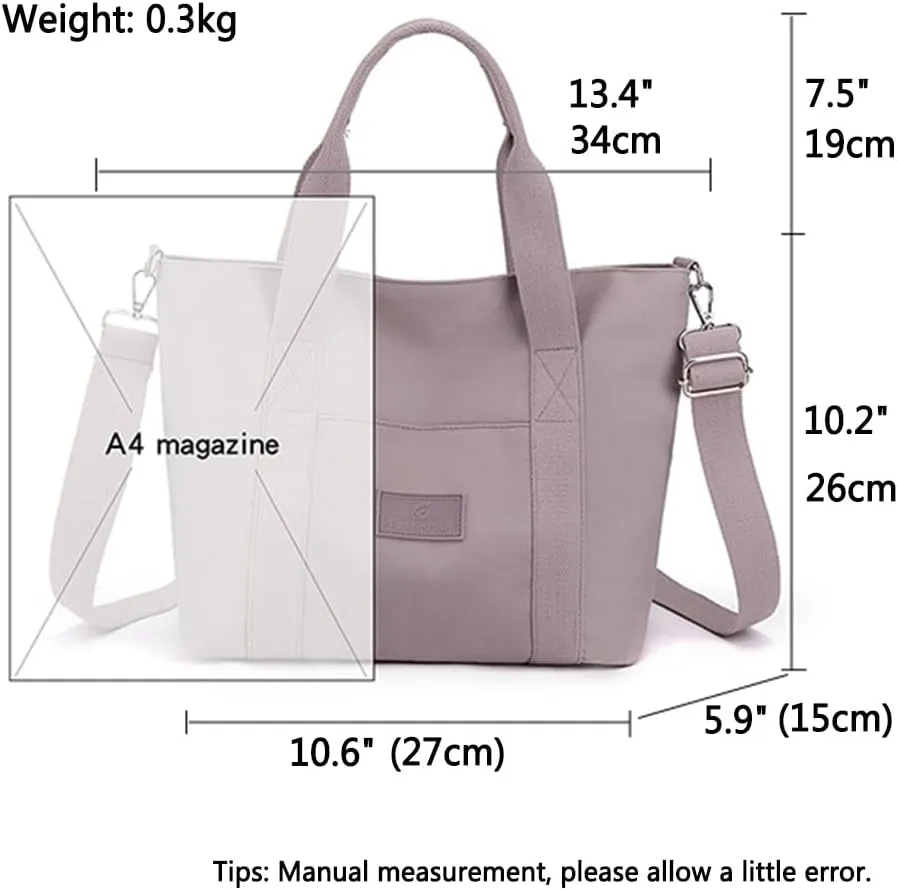 Nylon Tote Bag for Women Waterproof Cross Body Handbags Purses with Zipper Pocket Shoulder Bag Ladies Casual Satchel