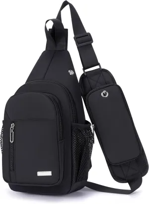O-TBOST Waterproof Sling Bag Crossbody Backpack Unisex Chest Bags for Women Men Hiking Daypack Casual Lightweight Fanny Pack (black)