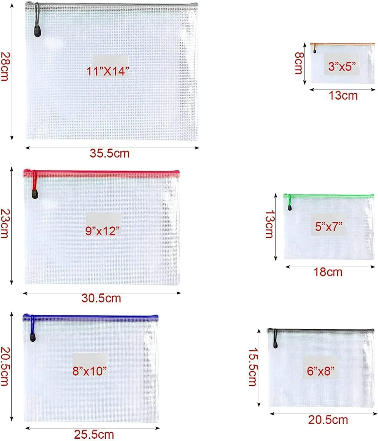 Oaimyy-16Pcs, Mesh Zipper Pouch Document Folders Bag & Plastic Zip File Folders for School Office Supplies, Travel,Puzzles Games Organizing Storage (9 * 12, inches)
