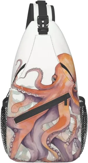 Octopus tentacles Print Cross Chest Bag Sling Backpack Crossbody Shoulder Bag Travel Hiking Daypack Unisex