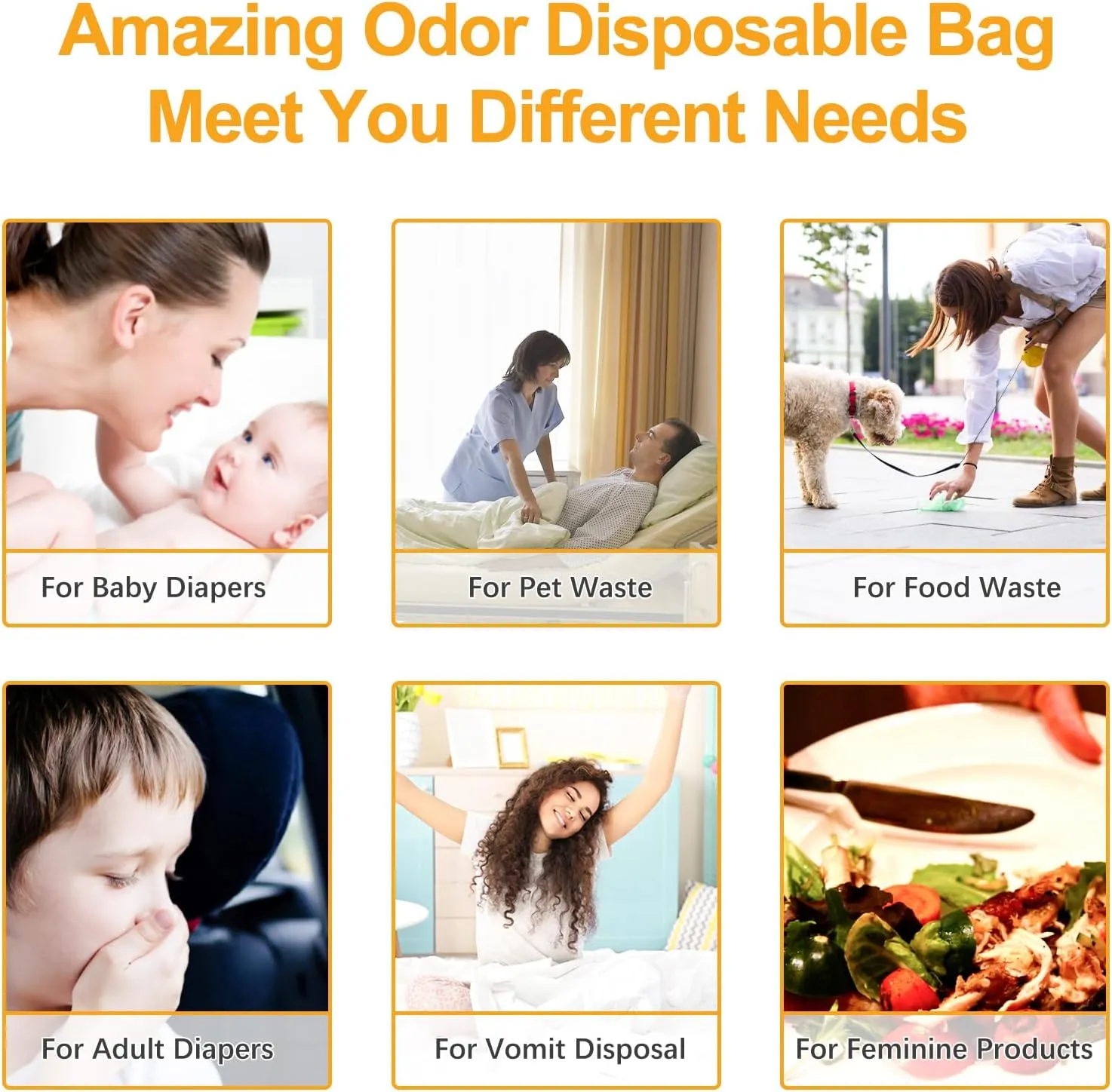 Odor Sealing Disposable Bags for Pet Waste, Diapers, Ostomy bags or Sanitary Product Leak Proof Odor Blocking Bags Dog Poop Waste Bags Durable and Unscented (Blue, S-220)