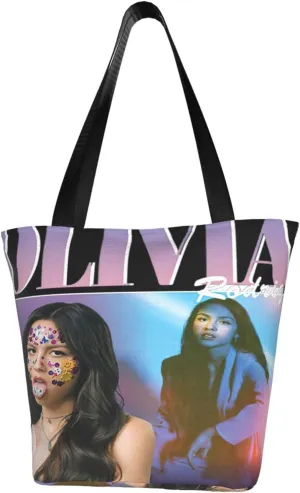 Olivia Songwriter Actress Rodrigo Shopping Handbag Tote Bags with Zipper Unisex Classic Shoulder Bag Storage Bags for Sports