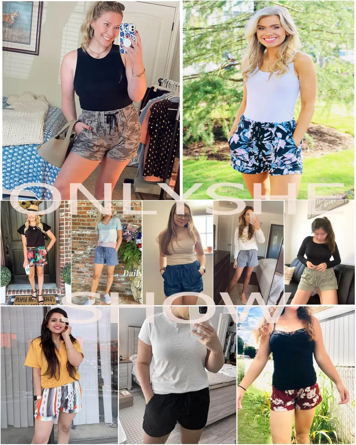 ONLYSHE Womens Casual Drawstring Shorts Summer Elastic Waist Shorts Pocketed Pants