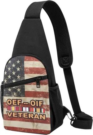 Operations Enduring Freedom (OEF) and Iraqi Freedom (OIF) Veteran Sling Bag Crossbody Backpack Shoulder Casual Daypack Bags for Men