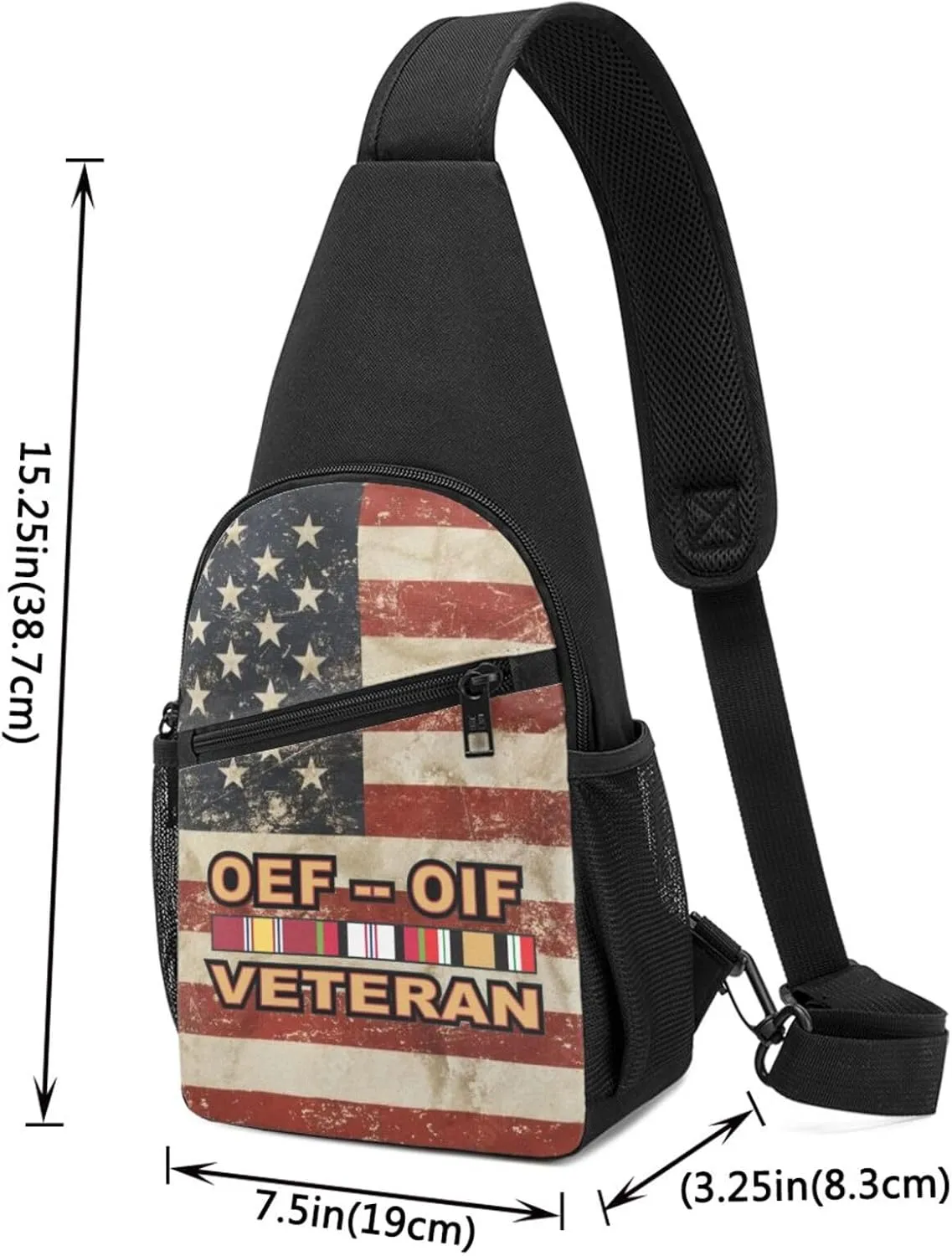 Operations Enduring Freedom (OEF) and Iraqi Freedom (OIF) Veteran Sling Bag Crossbody Backpack Shoulder Casual Daypack Bags for Men