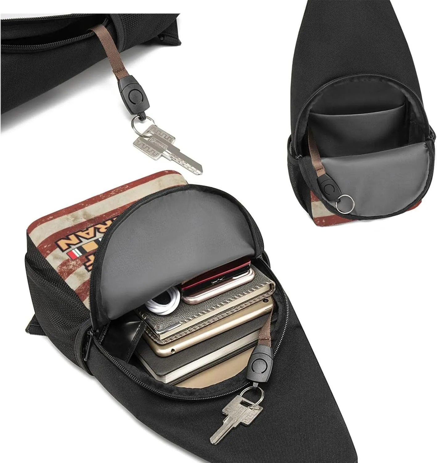 Operations Enduring Freedom (OEF) and Iraqi Freedom (OIF) Veteran Sling Bag Crossbody Backpack Shoulder Casual Daypack Bags for Men