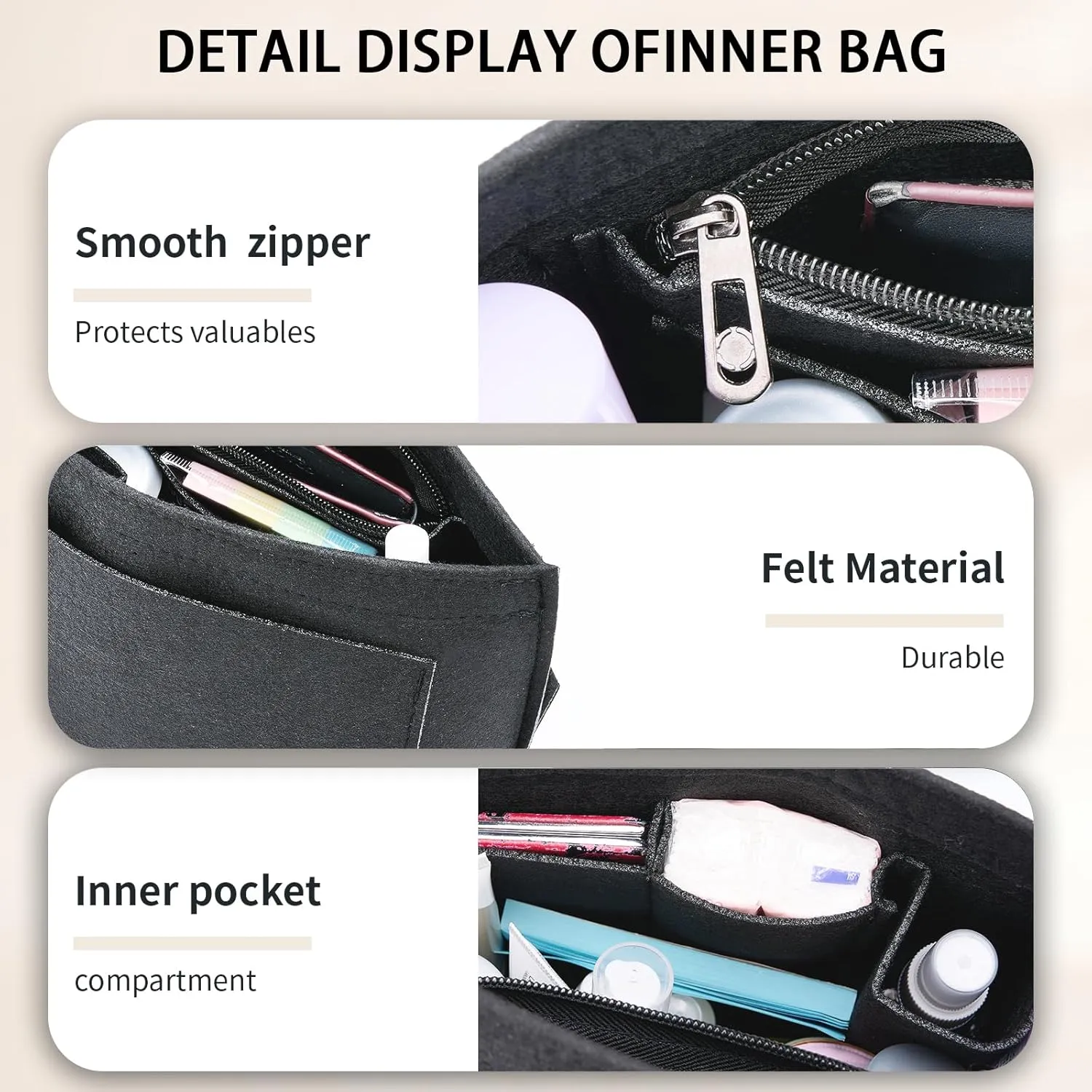 Organizer compatible with Longchamp Tote Bag,Storage & Finishing Inner Bag, Insert for Extra Handbag Inner Shaper