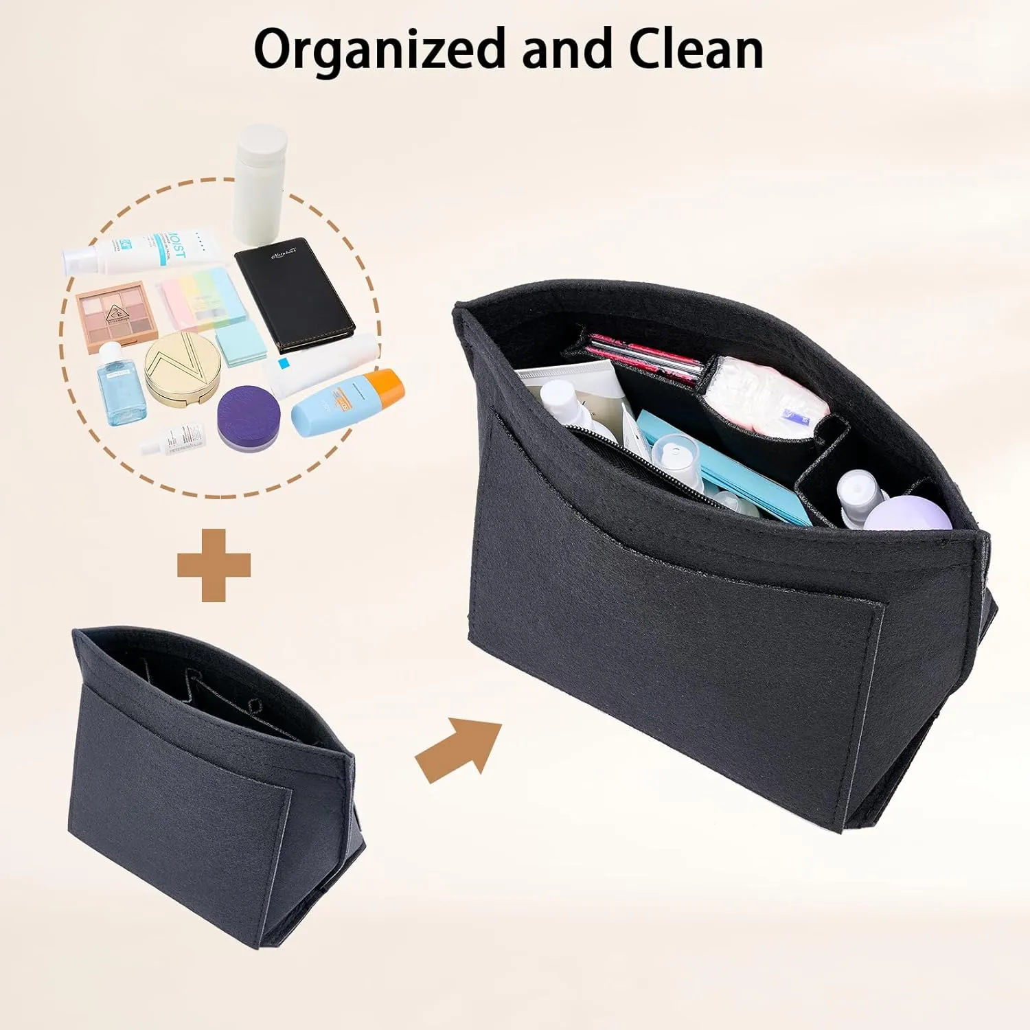 Organizer compatible with Longchamp Tote Bag,Storage & Finishing Inner Bag, Insert for Extra Handbag Inner Shaper