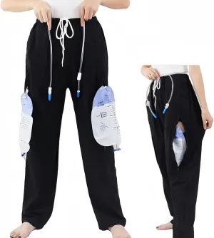 ostomy Care Underwear, Bladder, Kidney Stoma Incontinence Urine Bag postoperative Care Pants, Urine Bag Pants, Catheter Bile Drainage Bag Pants(Black,L)
