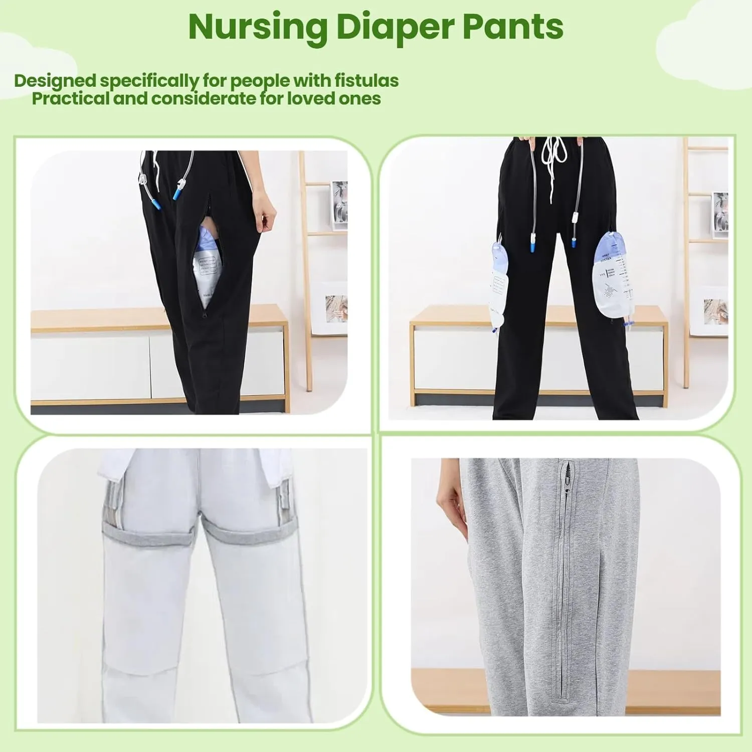 ostomy Care Underwear, Bladder, Kidney Stoma Incontinence Urine Bag postoperative Care Pants, Urine Bag Pants, Catheter Bile Drainage Bag Pants(Black,L)