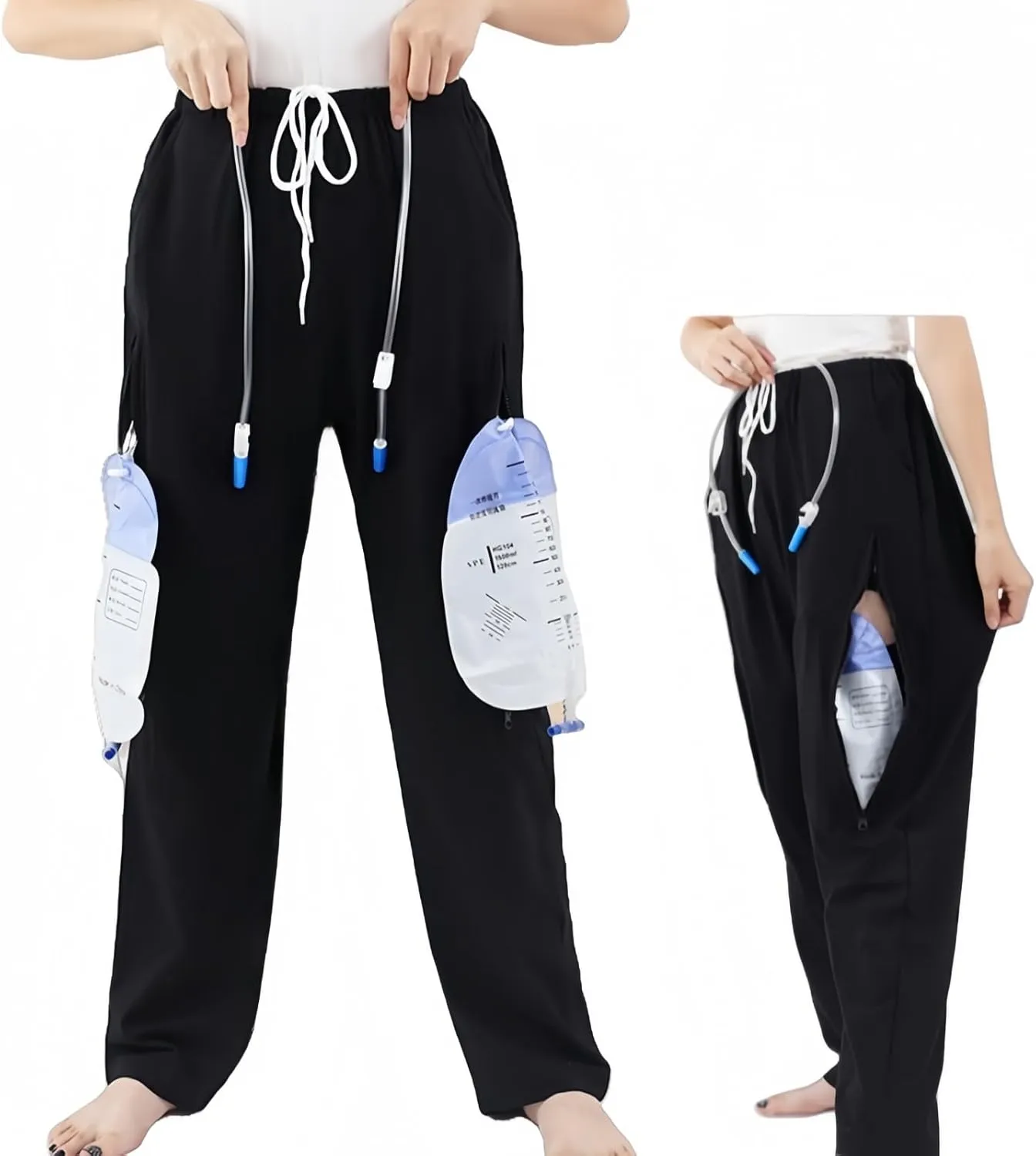 ostomy Care Underwear, Bladder, Kidney Stoma Incontinence Urine Bag postoperative Care Pants, Urine Bag Pants, Catheter Bile Drainage Bag Pants(Black,L)