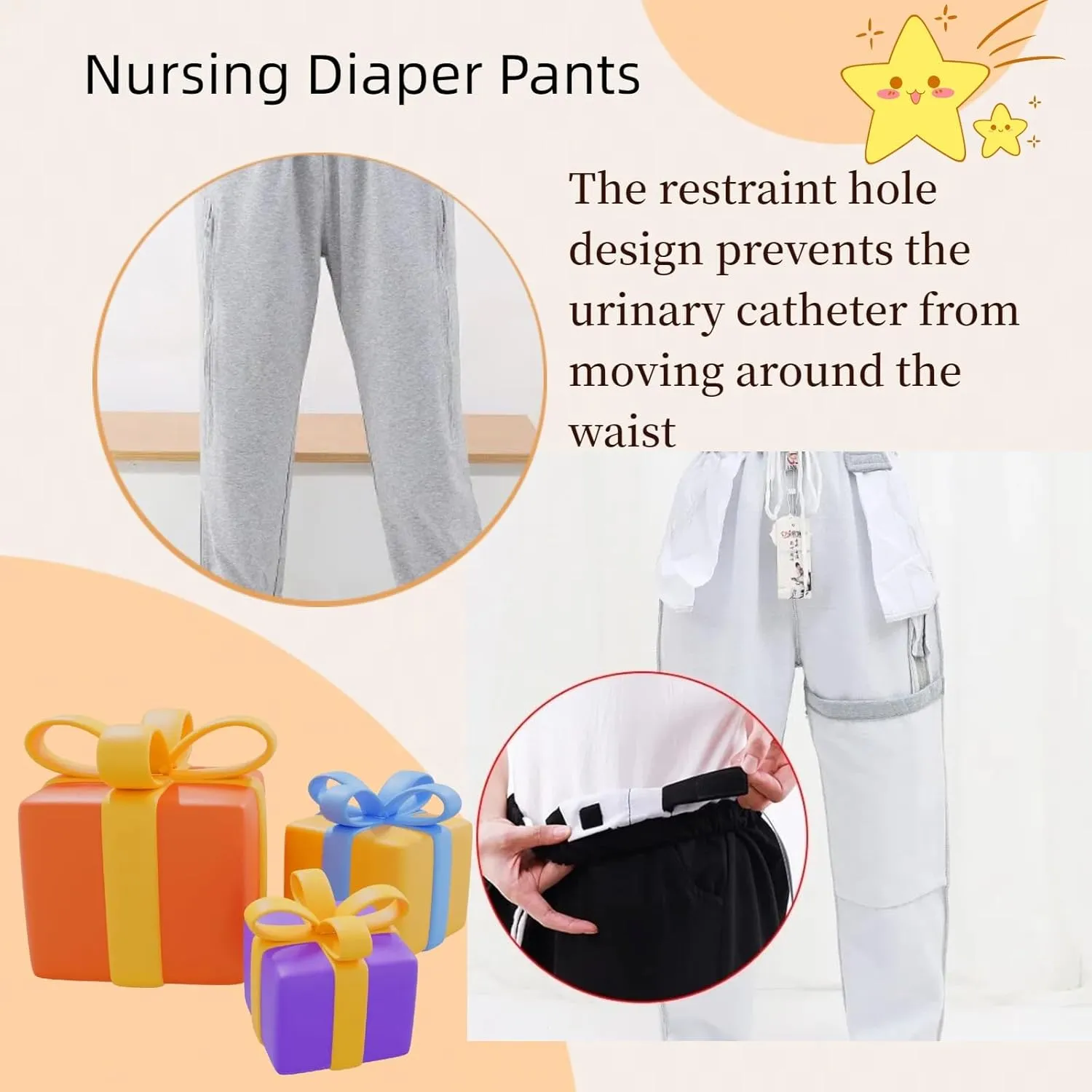 ostomy Care Underwear, Bladder, Kidney Stoma Incontinence Urine Bag postoperative Care Pants, Urine Bag Pants, Catheter Bile Drainage Bag Pants(Black,L)