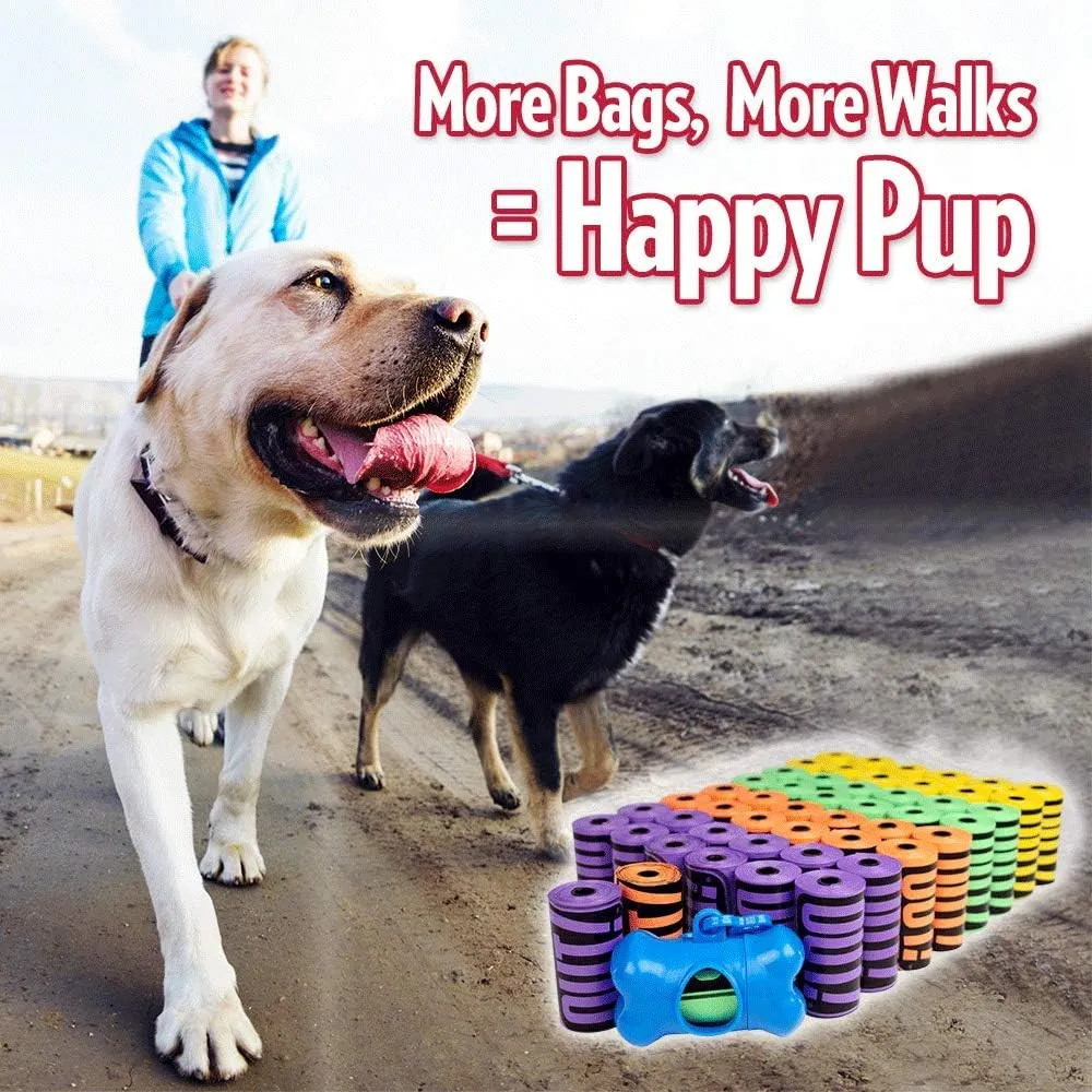 OUT! Dog Waste Bags with Leash Bag Dispenser – Rainbow Colored – Strong, Leak-Proof Poop Bags – Includes Easy Dispensing Box – 750 Count