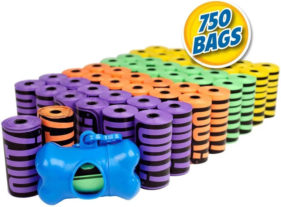 OUT! Dog Waste Bags with Leash Bag Dispenser – Rainbow Colored – Strong, Leak-Proof Poop Bags – Includes Easy Dispensing Box – 750 Count
