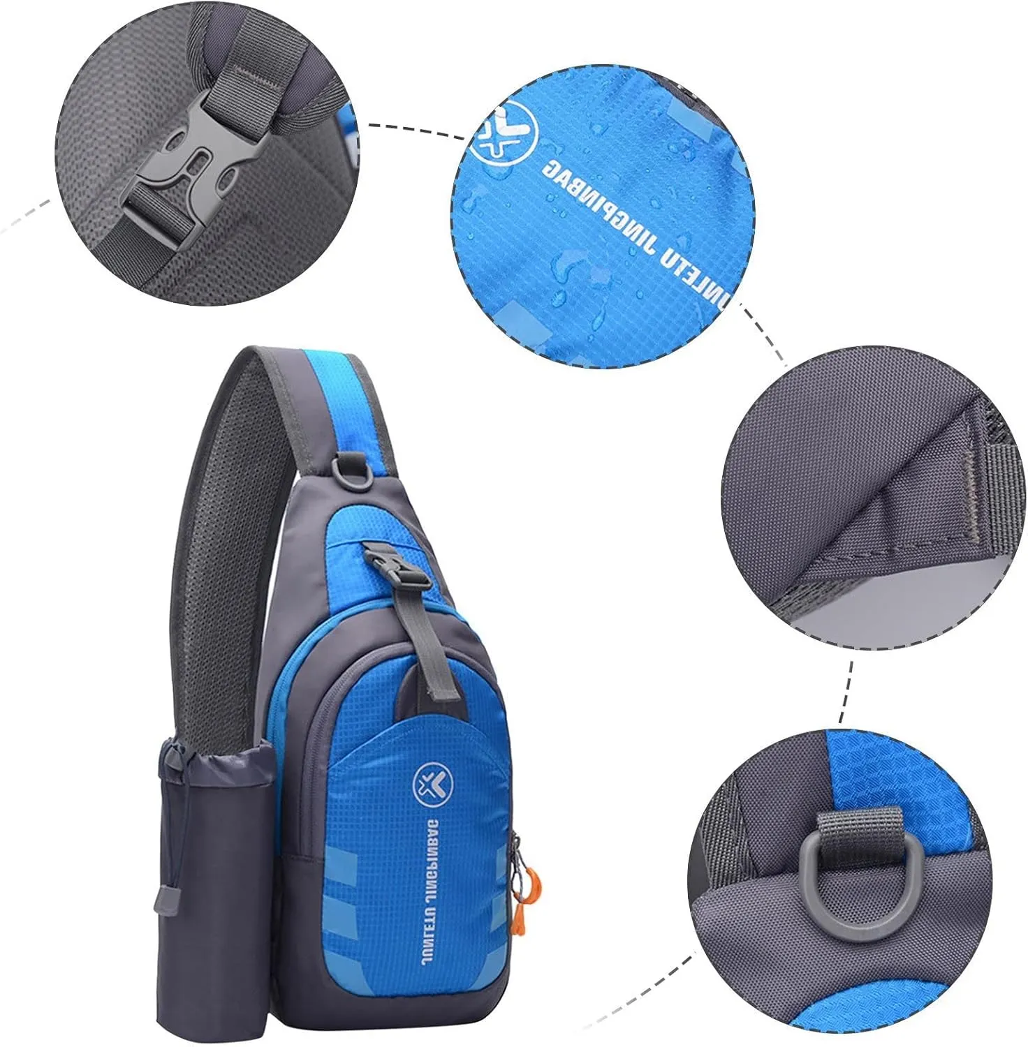 Outdoor Sports Kettle Chest Bags Men And Women Sports Multifunctional Riding Single Shoulder Bag (Blue, One Size)