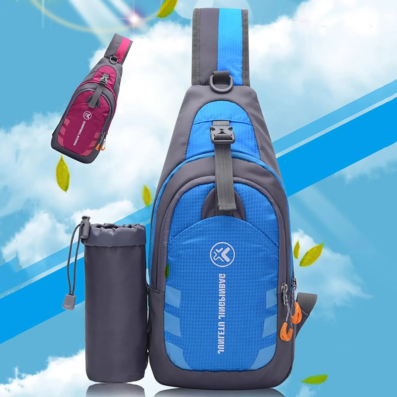Outdoor Sports Kettle Chest Bags Men And Women Sports Multifunctional Riding Single Shoulder Bag (Blue, One Size)