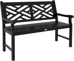 Outsunny 43.25" Outdoor Garden Bench, Wooden Bench, Poplar Slatted Frame Furniture for Patio, Park, Porch, Lawn, Yard, Deck, Black