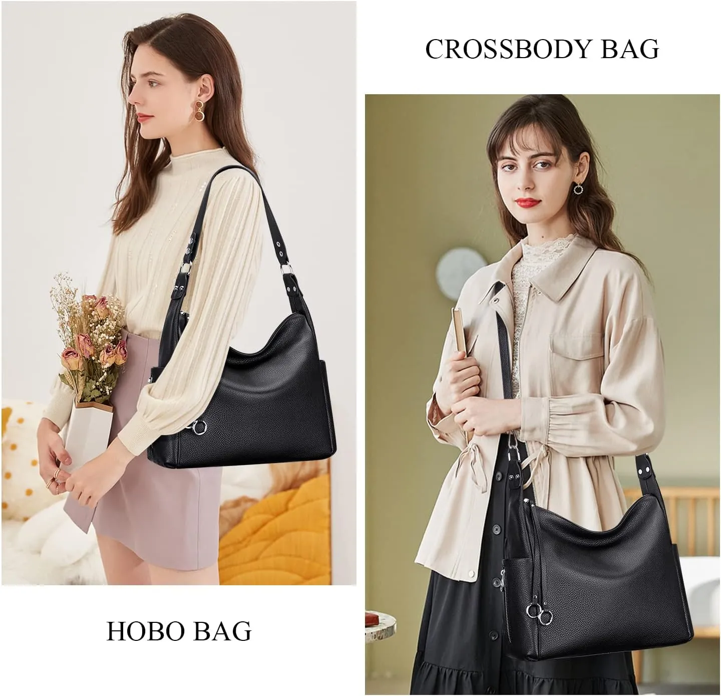 Over Earth Genuine Leather Hobo Purses and Handbags for Women Ladies Shoulder Crossbody Purse