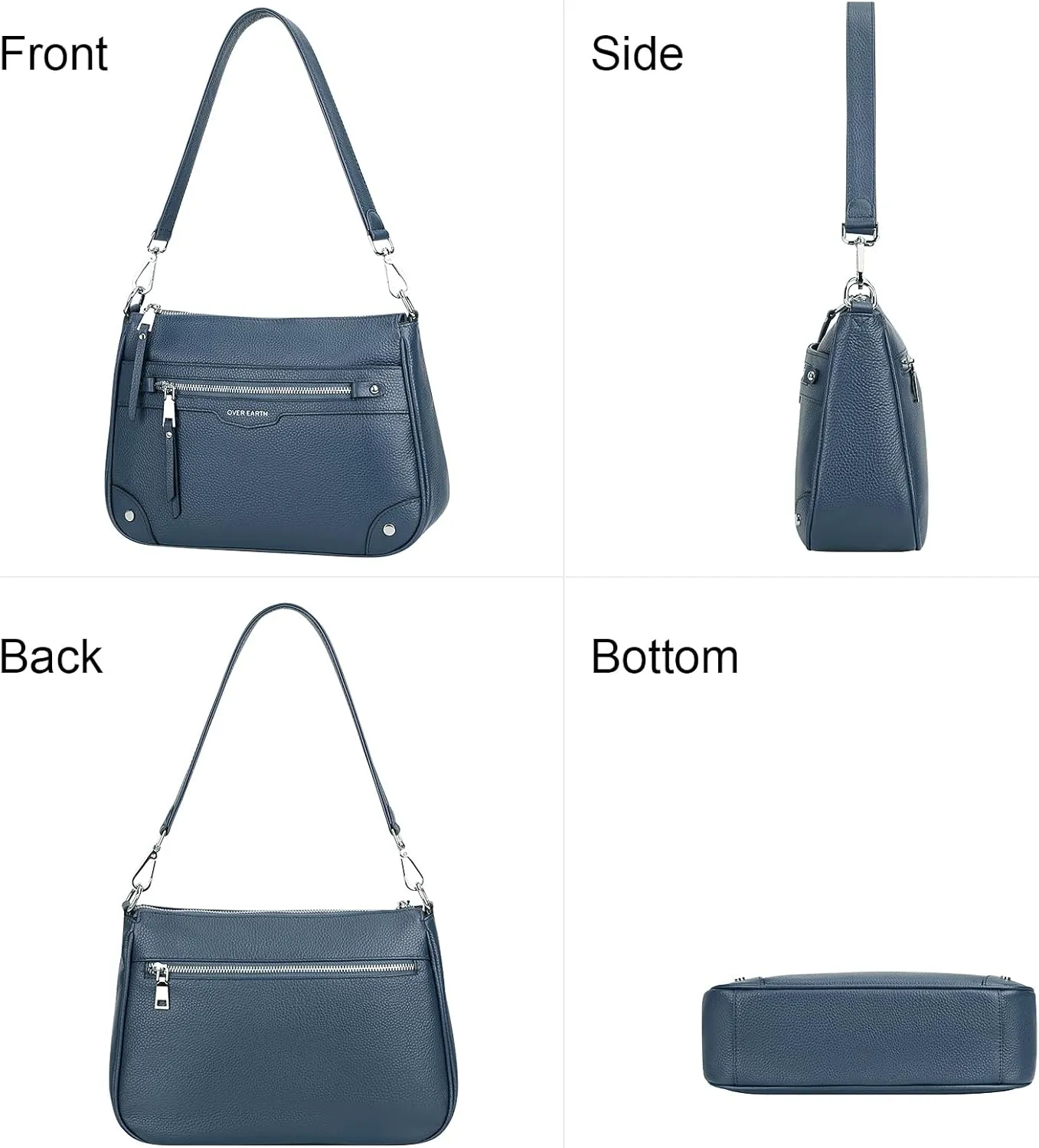 Over Earth Leather Crossbody Bags for Women Small Hobo Purses Ladies Shoulder Bag