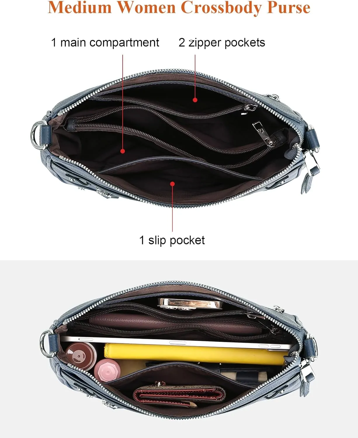 Over Earth Leather Crossbody Bags for Women Small Hobo Purses Ladies Shoulder Bag