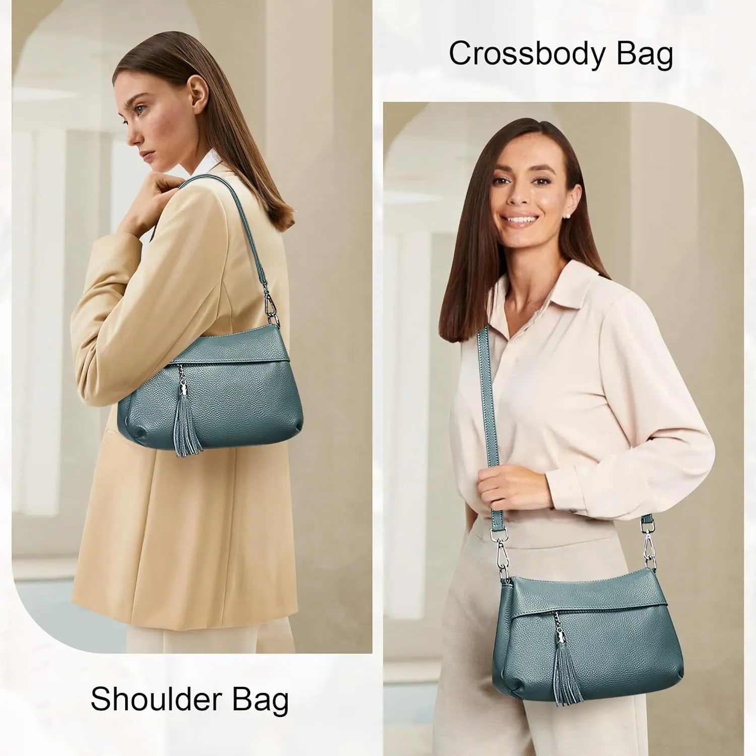 Over Earth Leather Handbags for Women Small Hobo Shoulder Bag Ladies Crossbody Purse