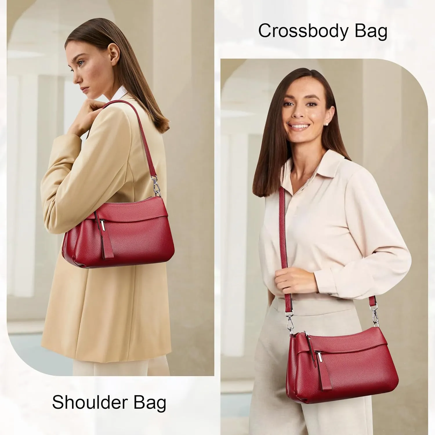 Over Earth Leather Handbags for Women Small Hobo Shoulder Bag Ladies Crossbody Purse