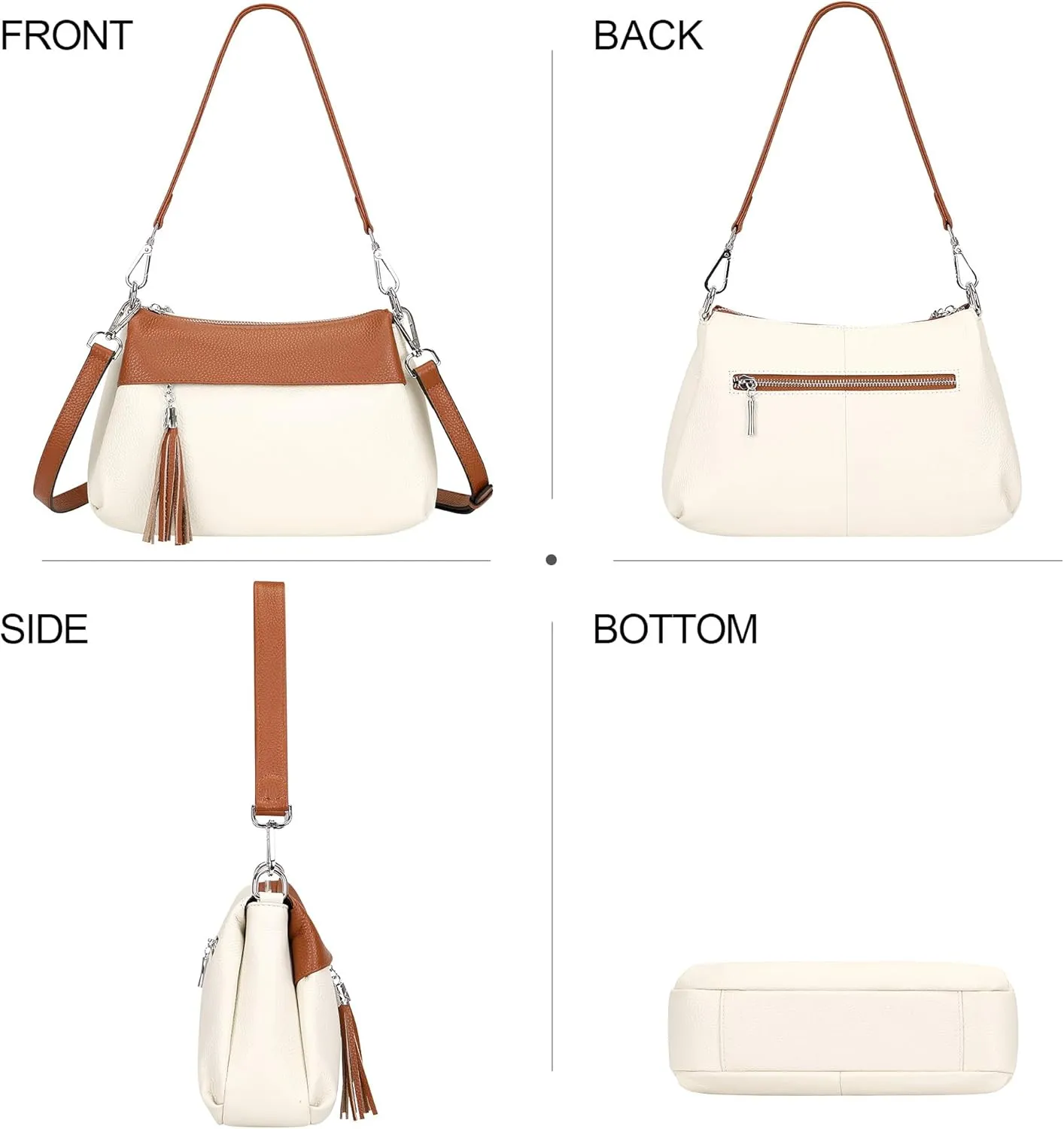 Over Earth Leather Handbags for Women Small Hobo Shoulder Bag Ladies Crossbody Purse