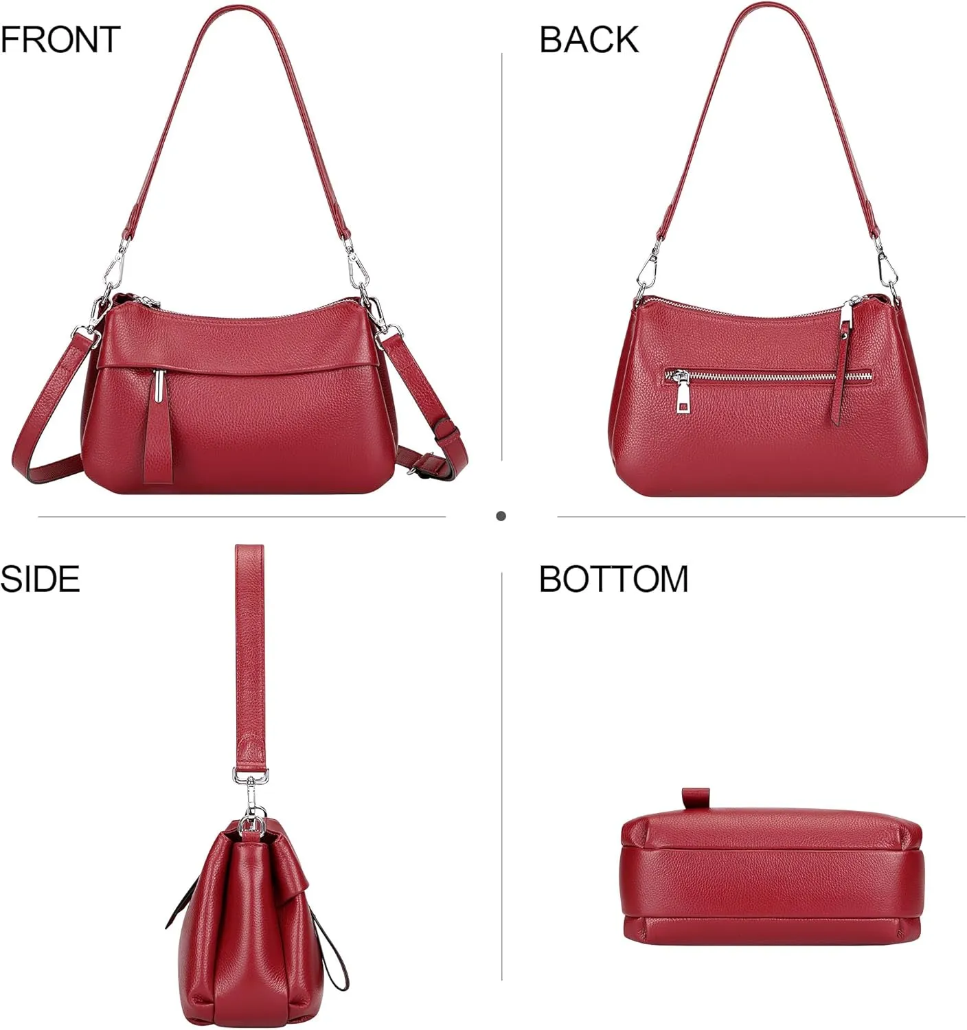 Over Earth Leather Handbags for Women Small Hobo Shoulder Bag Ladies Crossbody Purse