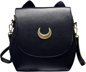 Oweisong Women Moon Sailor Purses and Handbags Cute Cat Anime Backpack Fashion Sparkling Satchel Tote Shoulder Bag