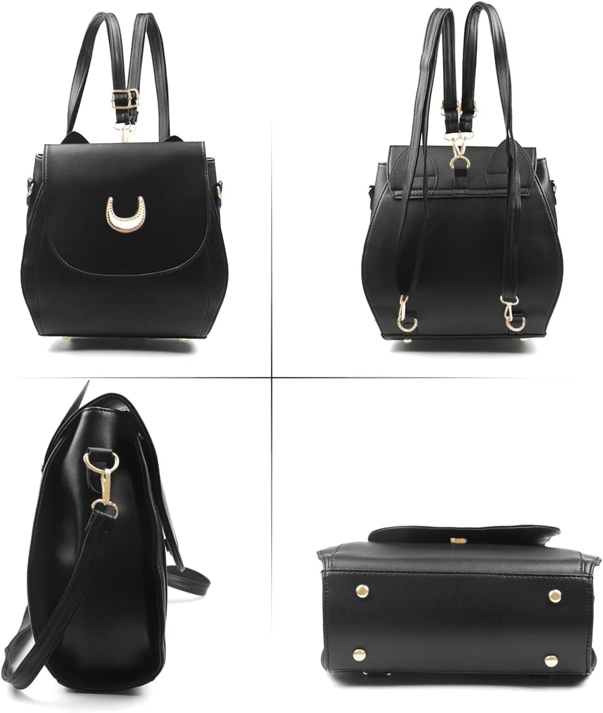 Oweisong Women Moon Sailor Purses and Handbags Cute Cat Anime Backpack Fashion Sparkling Satchel Tote Shoulder Bag