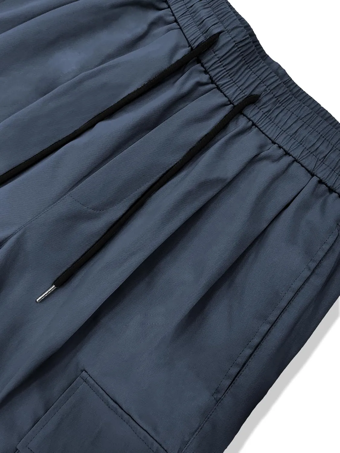 OYOANGLE Men's Drawstring Elastic Waist Flap Pockets Streetwear Baggy Cargo Pants Joggers Hiking Trousers