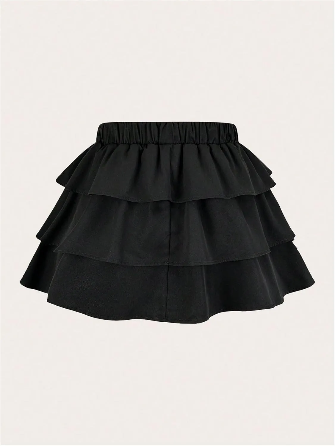 OYOANGLE Women's Plus Size Elastic High Waist Short Skirt Layered Ruffle Hem Mini Skirts