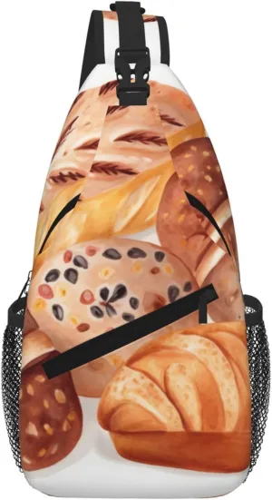 Painted Bread Sling Bag For Women Men Travel Hiking Backpack Crossbody Shoulder Chest Bags Casual Daypack