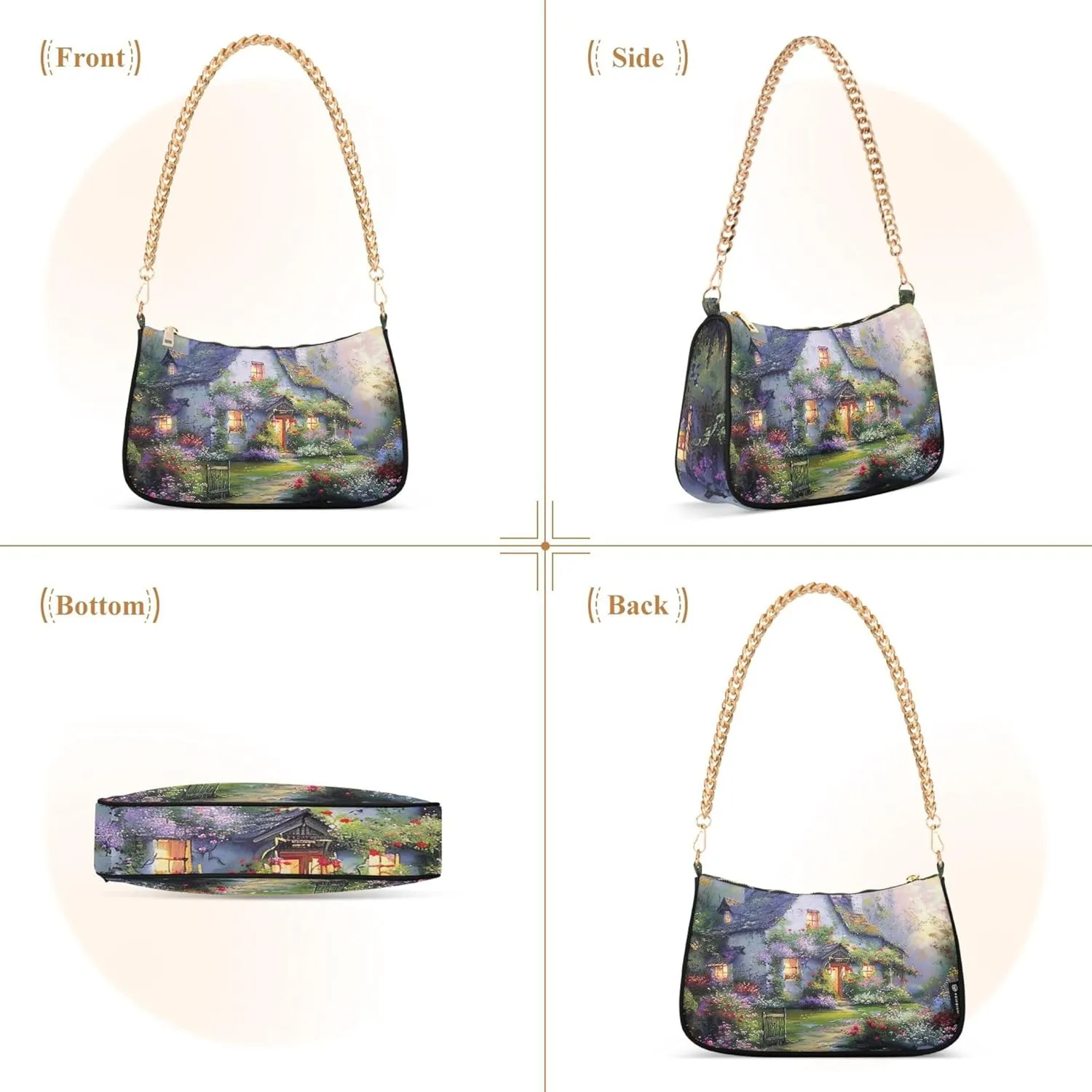 Painting Magical Forest Chain Purse Hobo Tote Bags Women's Handbag Cute Shoulder Strap