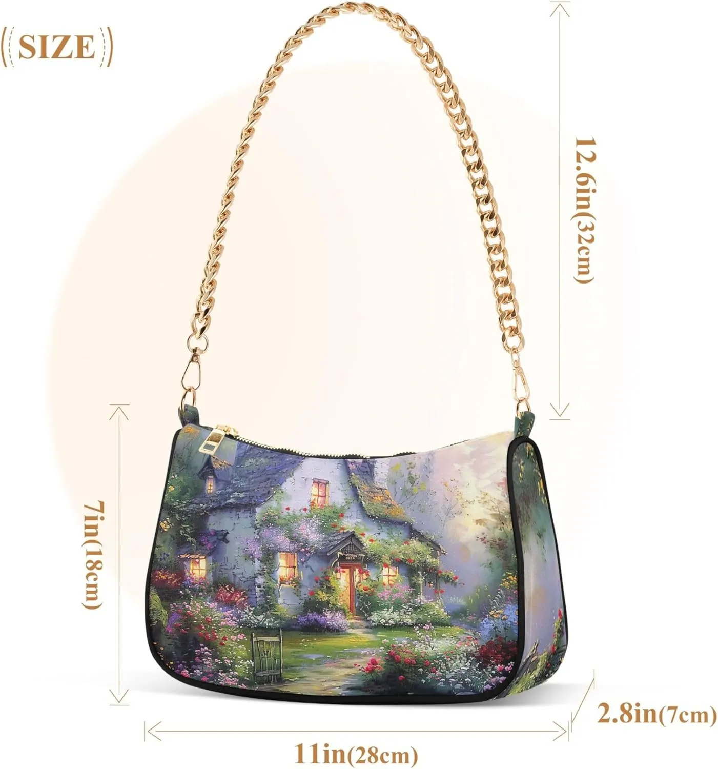 Painting Magical Forest Chain Purse Hobo Tote Bags Women's Handbag Cute Shoulder Strap