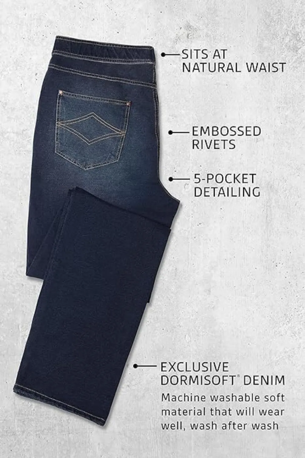 PajamaJeans Mens Pull On Jeans - Elastic Waist Pants Men - Pajama Jeans Denim Straight Leg Sweatpant Jeans Men Pull Up Jeans