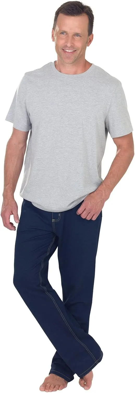 PajamaJeans Mens Pull On Jeans - Elastic Waist Pants Men - Pajama Jeans Denim Straight Leg Sweatpant Jeans Men Pull Up Jeans